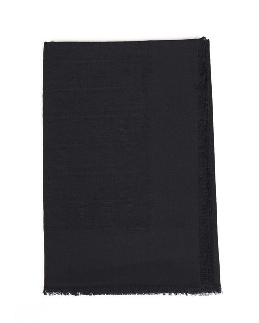Fendi Black Silk Ff Wool And Silk And Cashmere Shawl