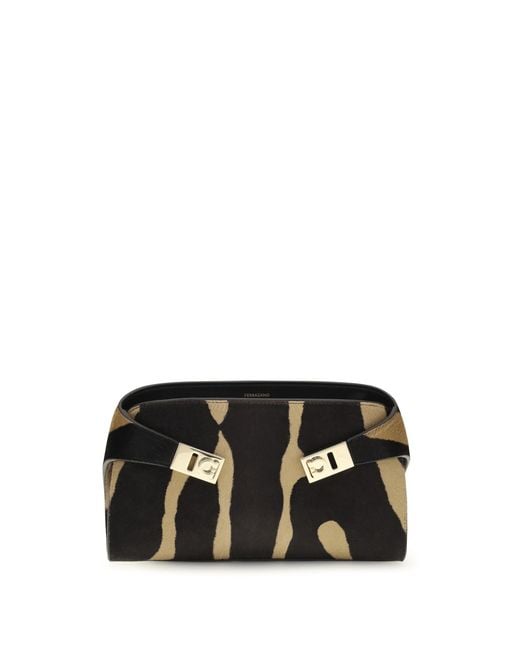 Ferragamo Black Mini Hug Shoulder Bag Horsehair