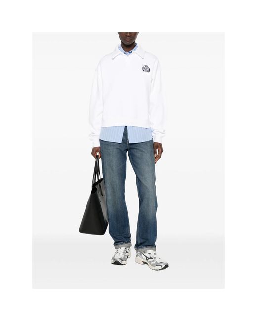 Sporty & Rich White Embroidered-Logo Sweatshirt