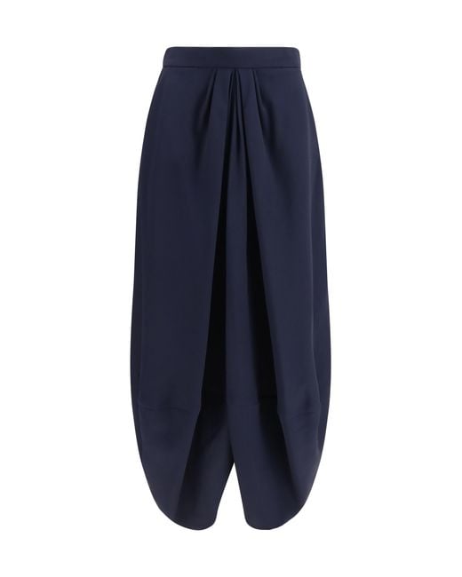 Giorgio Armani Blue Pleated Silk Skirt