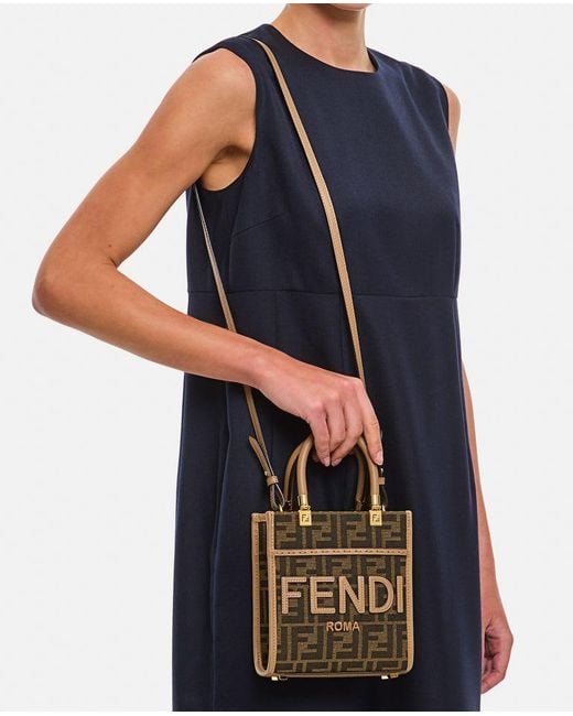 Fendi Brown Mini Sunshine Jacquard Bag