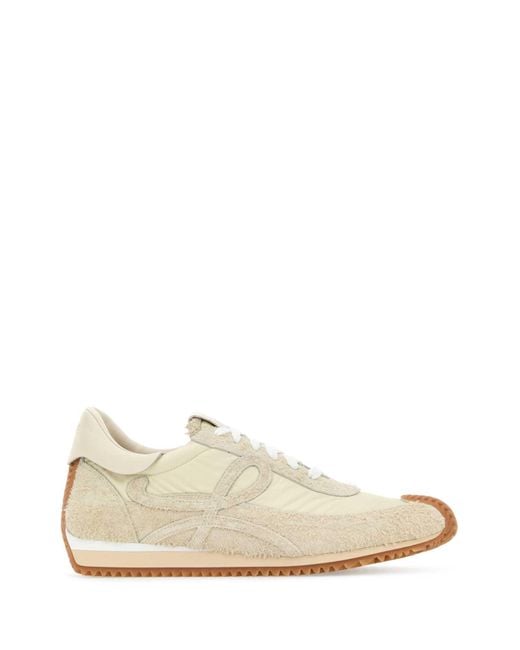 Loewe White Flow Runner Leather-trimmed Brushed-suede And Nylon Sneakers for men