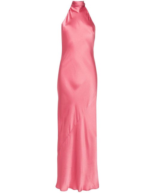 Semicouture Pink Pastel Silk Satin Flared Dress