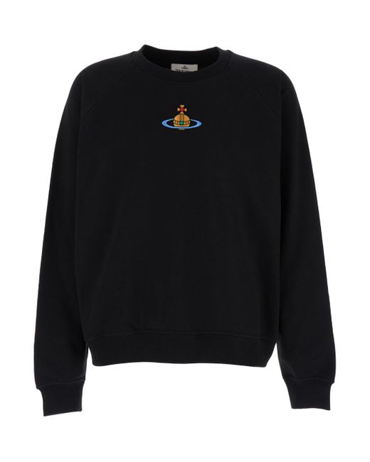 Vivienne Westwood Black Crewneck Sweatshirt With Orb Print for men