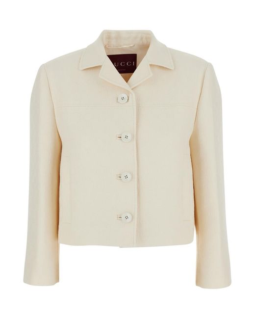 Gucci White Jacket With Notched Revers