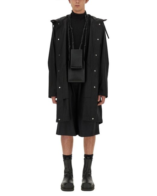 Jil Sander Black Parka With Logo Cotton Trench & Raincoats for men