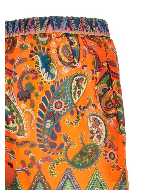 Etro Orange Ramie Shorts