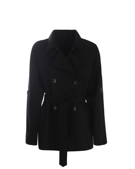 Fay Black Trench Coat Made Of Cotton Twill