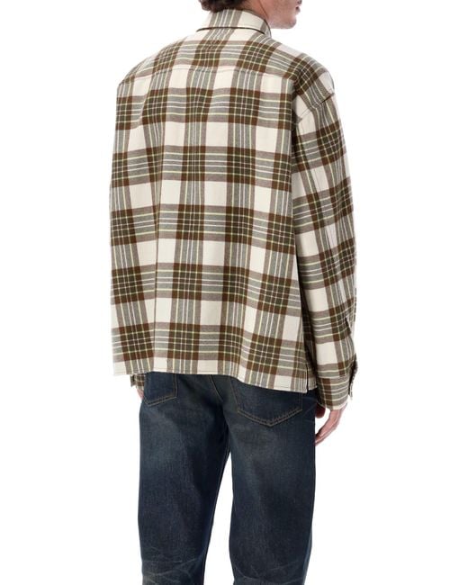 AMI Blue Ami Paris Checked Shirt for men