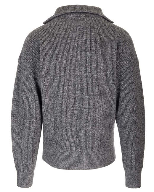 Isabel Marant Gray Rib Knit Zip-up Sweater for men