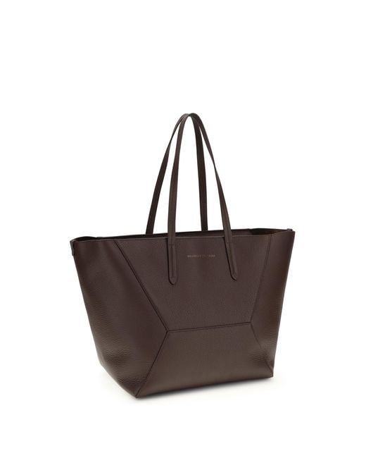 Brunello Cucinelli Brown Leather Tote Bag Calf Bos Taurus Shoulder