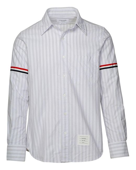 Thom Browne White Two-Tone Cotton Shirt for men