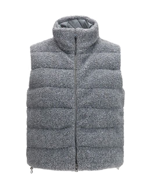 Herno Gray Padded Vest Shearling Front Outer: Polyester Blazers