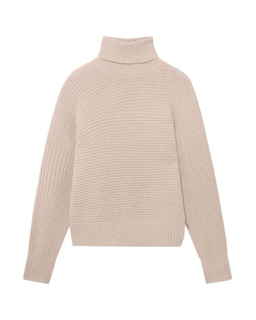 Stella McCartney Natural Asymmetrical Sweater In Ribbed Cashmere Knit