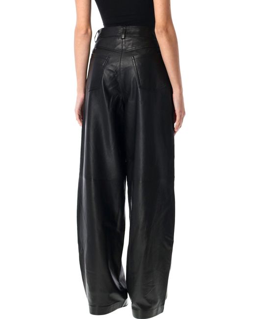 REMAIN Birger Christensen Black Cocoon Leather Pants