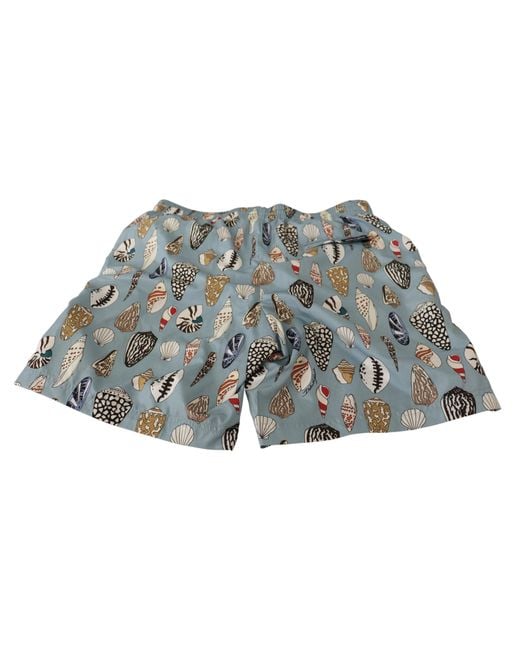 Dolce & Gabbana White Seashell Beachwear Swimwear Shorts Polyester for men