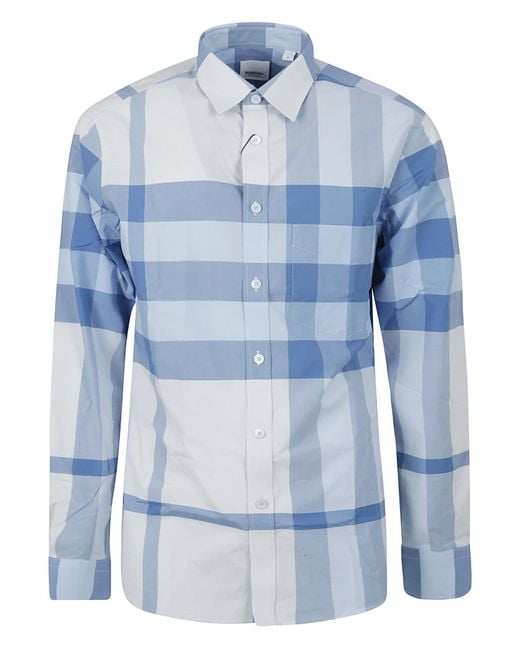 Burberry Somerton Shirt in Blue for Men | Lyst