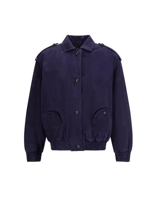 Blazé Milano Blue Viva Charlie Suede Bomber Jacket Lamb Ovis Aries