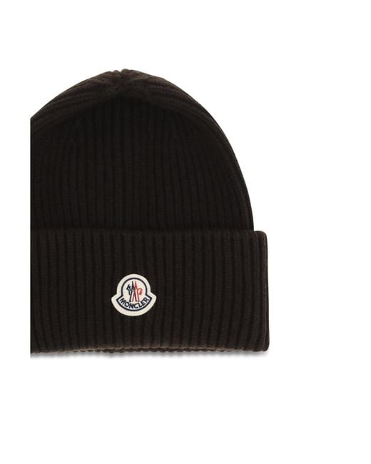 Moncler Black Wool And Cashmere-Blend Beanie Hats E Hairbands for men
