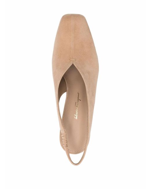 Ferragamo Natural F-Heel 100Mm Slingback Pumps
