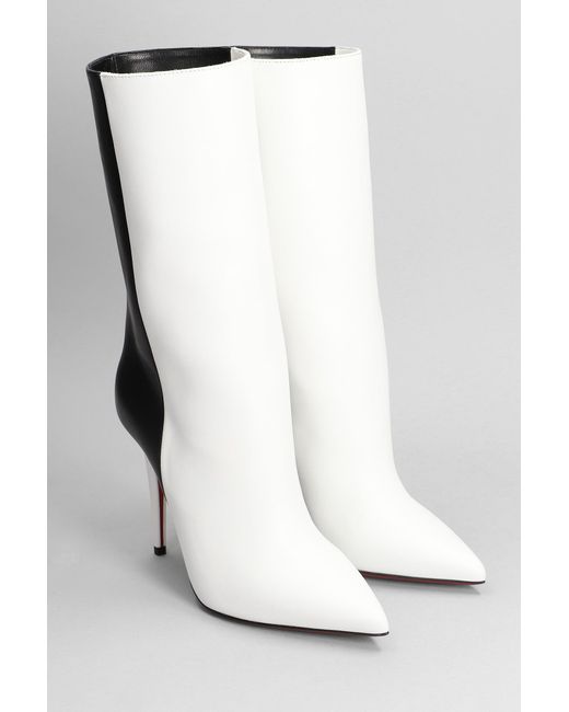 Christian Louboutin White Astrilarge Booty 100 Leather Heeled Boots
