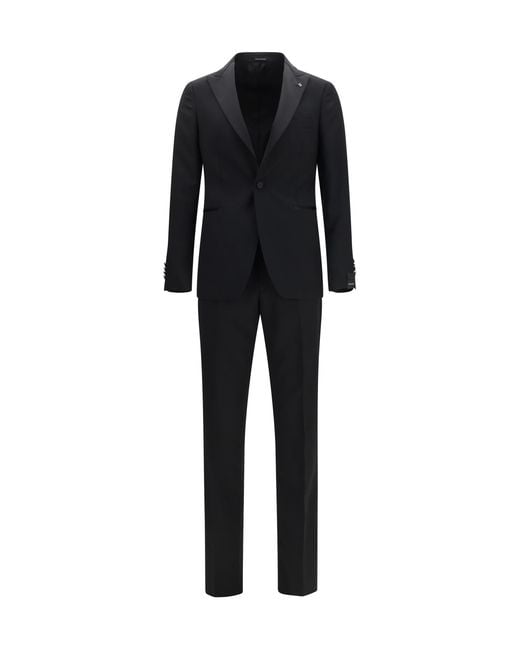 Tagliatore Black Single-Breasted Virgin Wool Suit Merino Ovis Aries Suits for men
