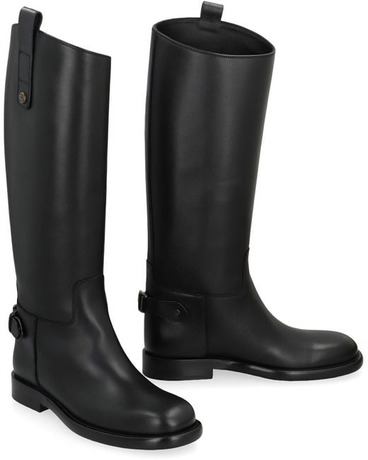 Burberry Black Cavalier Leather Boots Calfskin