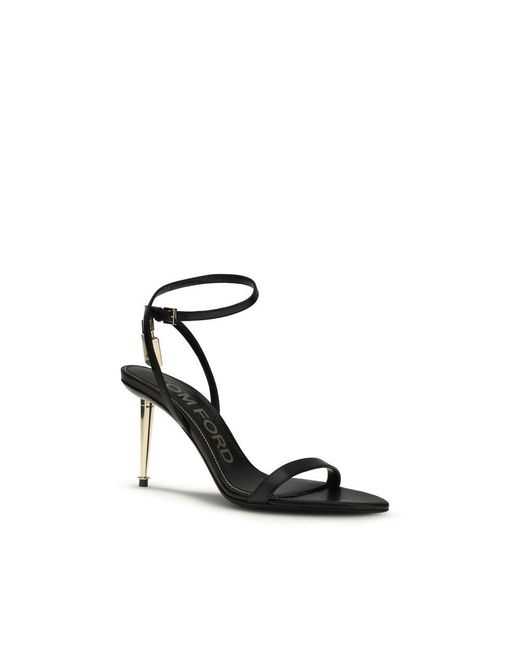 Tom Ford Black Goatskin Stiletto Heel Sandals