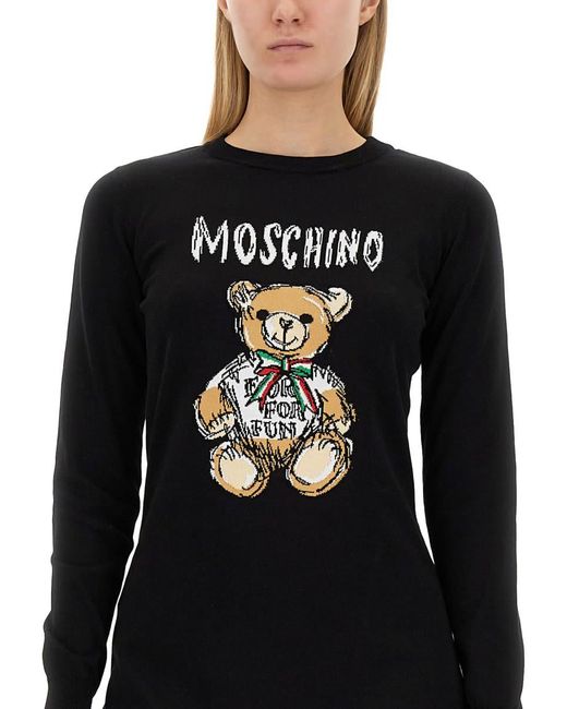 Moschino Black "drawn Teddy Bear" Dress
