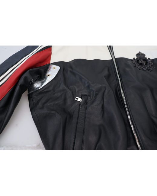 Dolce & Gabbana Black Leather Hooded Blouson Coat Jacket Clothing for men