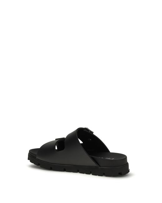 Prada Black Leather Sandals for men