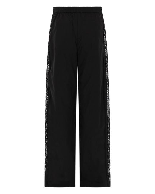 MSGM Black Straight Trousers With Lace Details Cotton