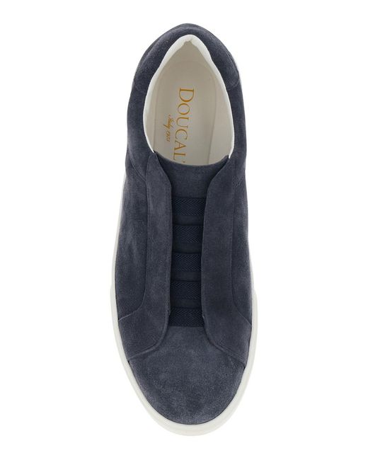 Doucal's Blue Sneaker With Rounded Toe for men