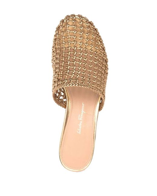 Ferragamo White Ellas Knotted Leather Mules