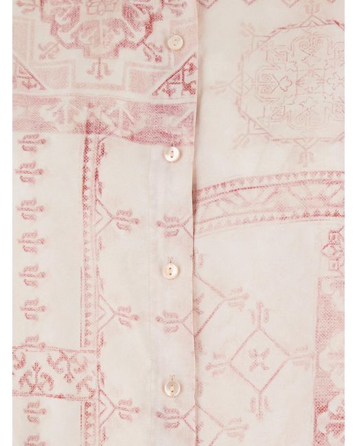 Momoní Pink Shirt With Raised Collar And All-Over Print