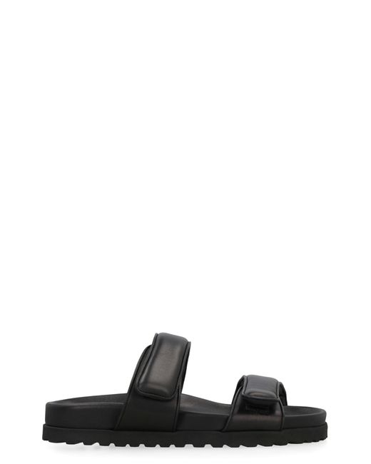 Gia Borghini Black Perni 11 Leather Flat Sandals