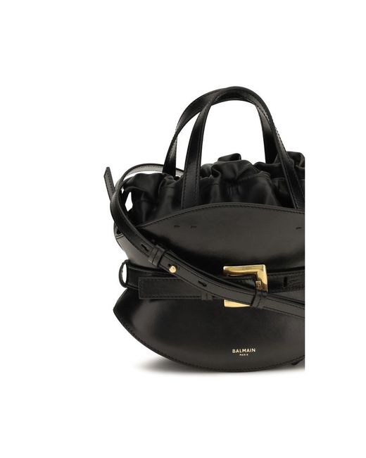 Balmain Black Calf Leather Bos Taurus Shoulder Bag