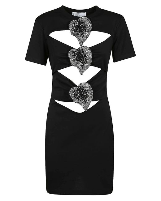 GIUSEPPE DI MORABITO Black Cut-Out Detail Crystal Embellished T-Shirt Dress