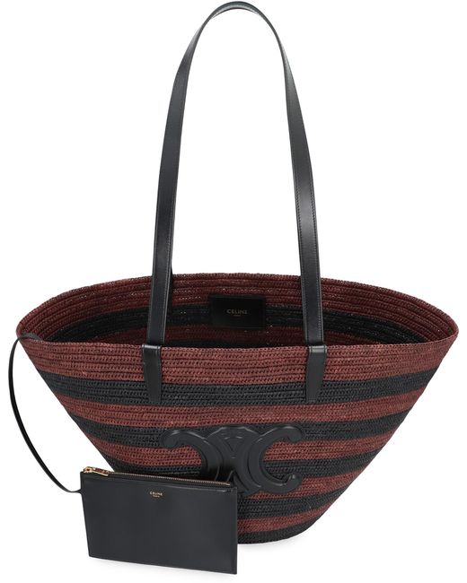 Céline Black Couffin Classic Tote Bag Raffia