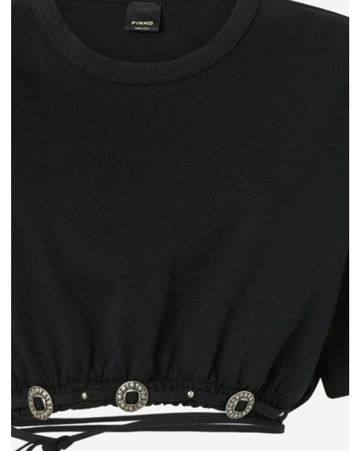 Pinko Black Cotton Top Tops