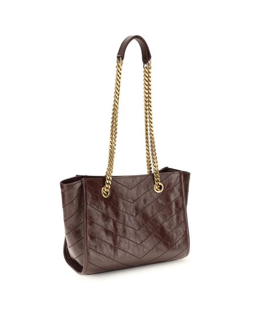 Saint Laurent Brown Tote Bag Niki Calf Leather Shoulder