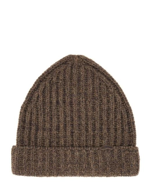 Maison Margiela Brown Wool And Cotton Blend Beanie Virgin Hat for men