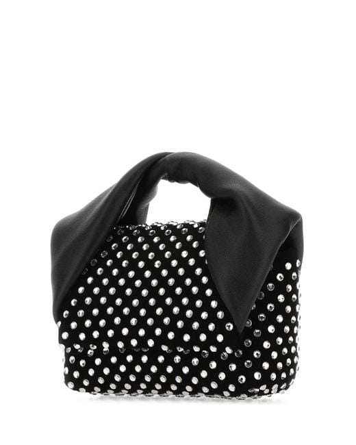 J.W. Anderson Black Embellished Suede Mini Twister Handbag
