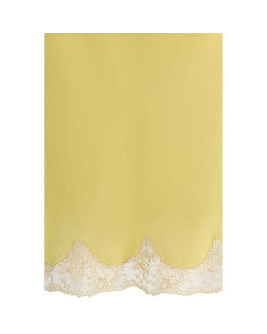 Saint Laurent Yellow Bicolor Silk Midi Skirt