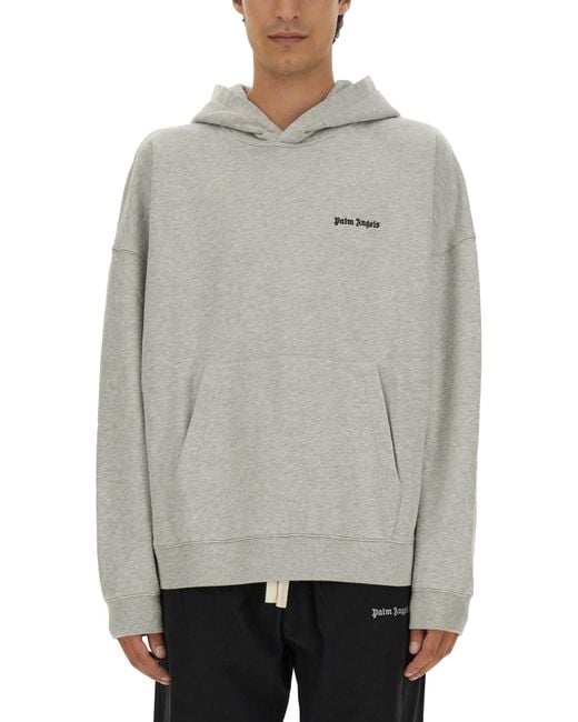 Palm Angels Gray Sweatshirt With Logo for men