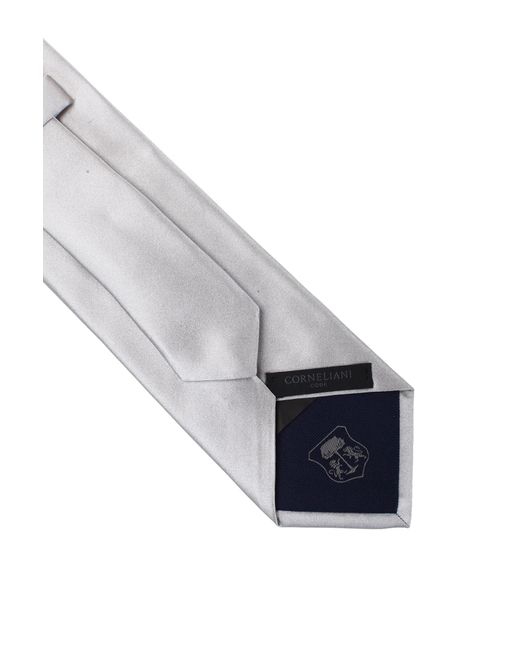 Corneliani White Pearl Gray Silk Tie for men