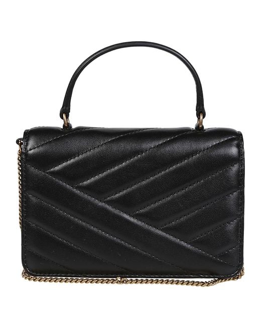 Tory Burch Women's Mini Kira Chevron Top Andle Chain Wallet Bag - Black - Top Handle Bags