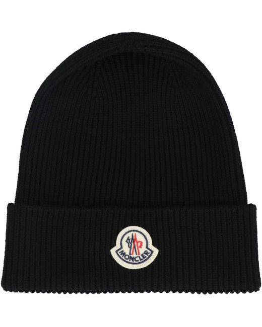 Moncler Wool Hat in Black for Men | Lyst UK