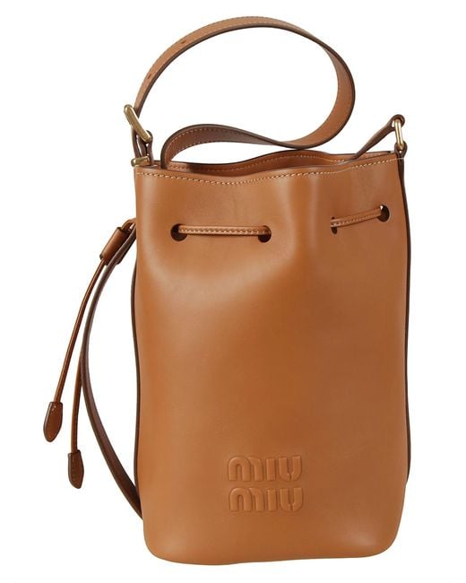 Miu Miu Brown Pine Calf Softy Bucket Bag