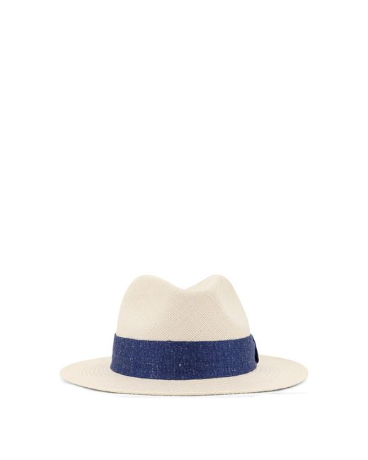 Kiton Blue Panama Straw Hat for men
